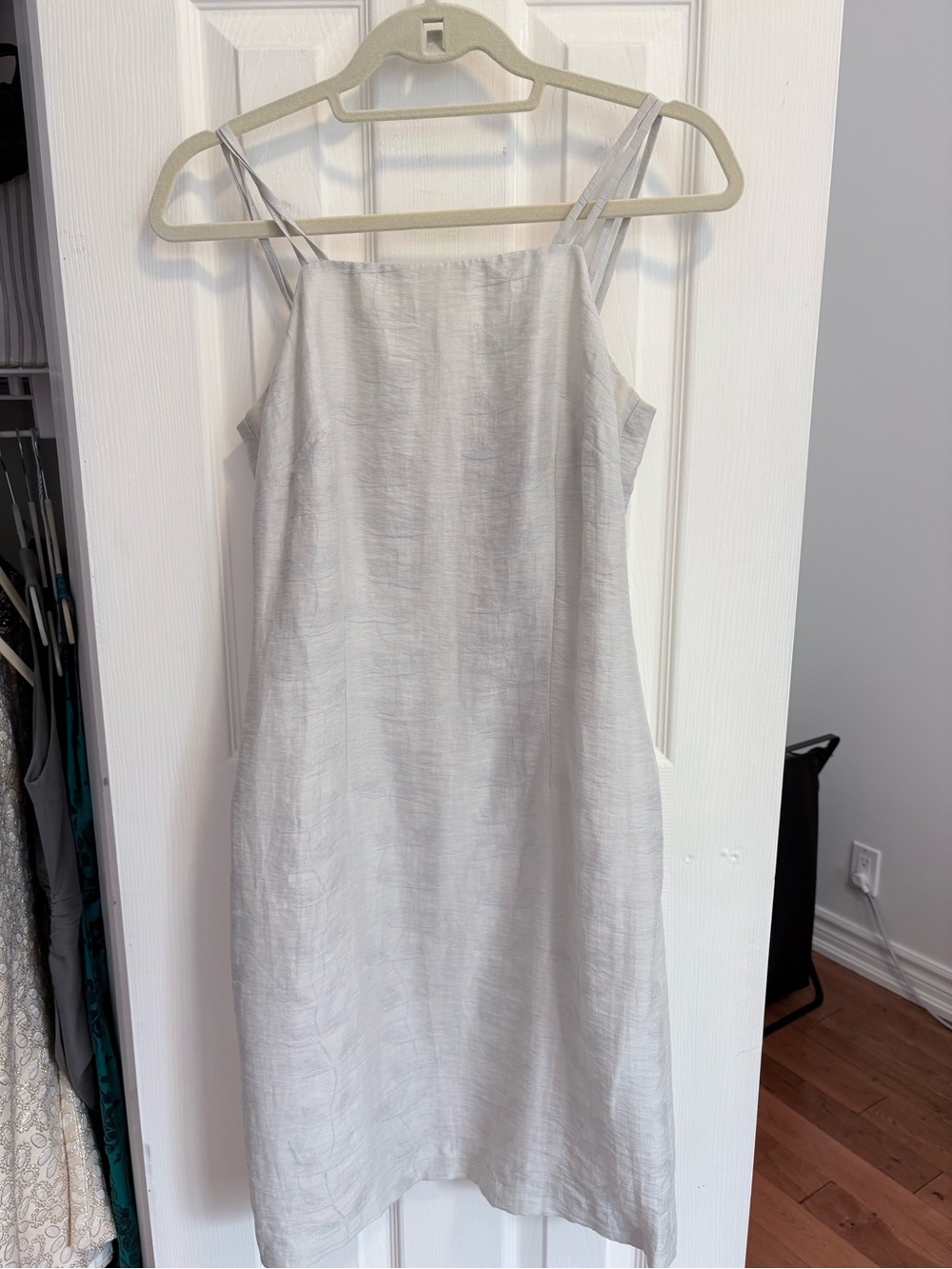 Vintage 1999-2000 Light Gray Spaghetti Strap Midi Dress - Picture 1 of 4